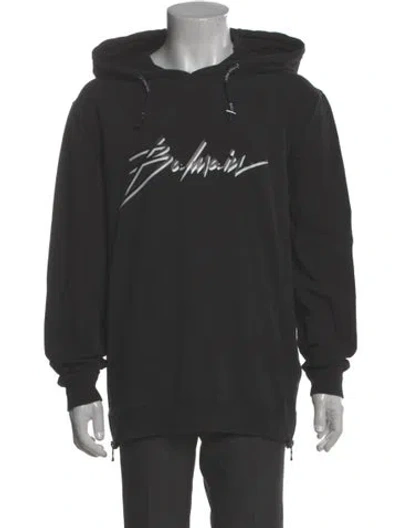 Pre-owned Balmain Graphic Print Crew Neck Hoodie In Gray