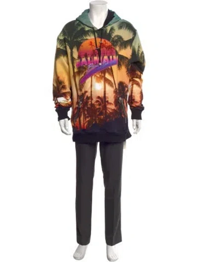Pre-owned Balmain Graphic Print Crew Neck Hoodie In Multicolor