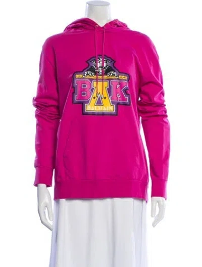 Pre-owned Balmain Graphic Print Crew Neck Hoodie In Pink