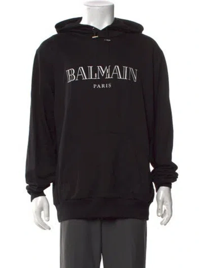 Pre-owned Balmain Graphic Print Crew Neck Hoodie W/ Tags In Black