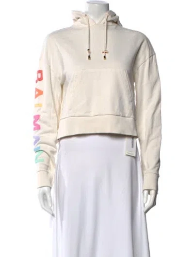 Pre-owned Balmain Graphic Print Crew Neck Hoodie In White