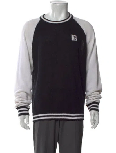 Pre-owned Balmain Graphic Print Crew Neck Pullover In Black