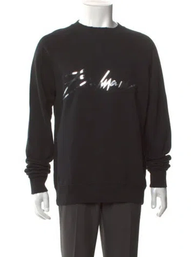 Pre-owned Balmain Graphic Print Crew Neck Pullover In Black