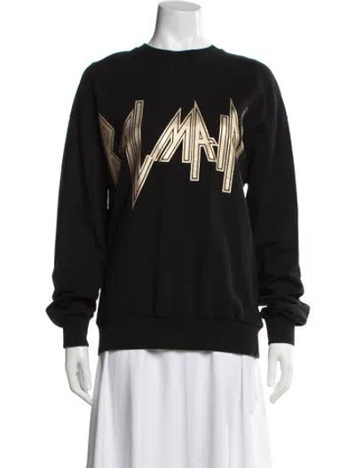 Pre-owned Balmain Graphic Print Crew Neck Sweater In Black/gold
