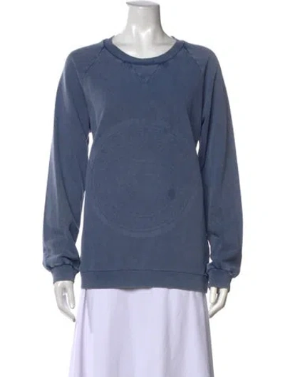 Pre-owned Balmain Graphic Print Crew Neck Sweater In Blue