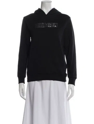 Pre-owned Balmain Graphic Print Crew Neck Sweater In Gray