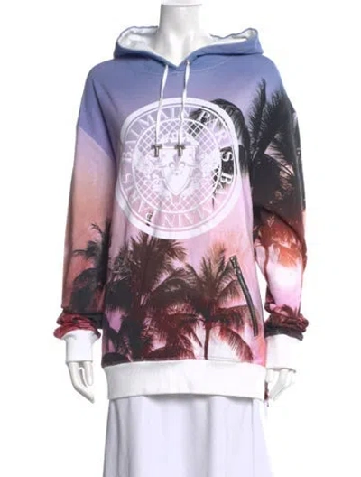 Pre-owned Balmain Graphic Print Crew Neck Sweater In Multicolor