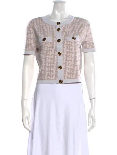 Pre-owned Balmain Graphic Print Crew Neck Sweater In Neutral
