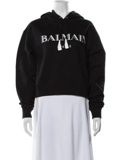 Pre-owned Balmain Graphic Print Crew Neck Sweater W/ Tags In Black