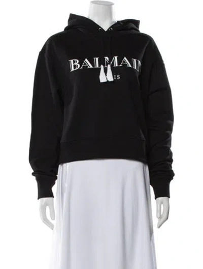 Pre-owned Balmain Graphic Print Crew Neck Sweater W/ Tags In Black