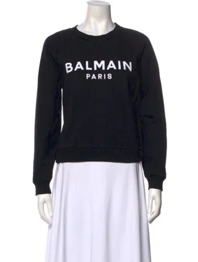 Pre-owned Balmain Graphic Print Crew Neck Sweatshirt In Black