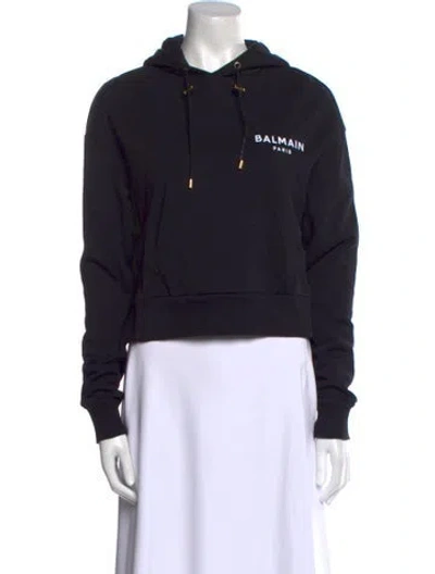 Pre-owned Balmain Graphic Print Crew Neck Sweatshirt In Black