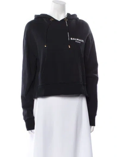 Pre-owned Balmain Graphic Print Crew Neck Sweatshirt In Black