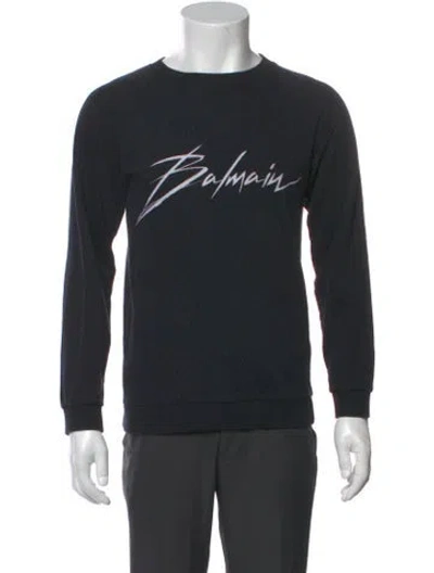 Pre-owned Balmain Graphic Print Crew Neck Sweatshirt In Black