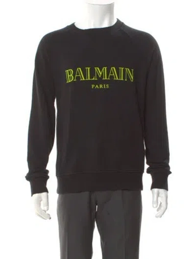 Pre-owned Balmain Graphic Print Crew Neck Sweatshirt In Black