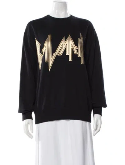 Pre-owned Balmain Graphic Print Crew Neck Sweatshirt In Black