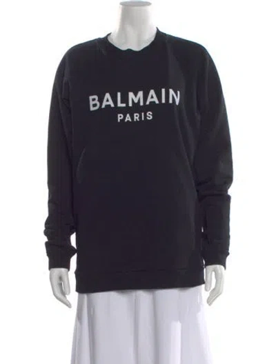Pre-owned Balmain Graphic Print Crew Neck Sweatshirt In Black