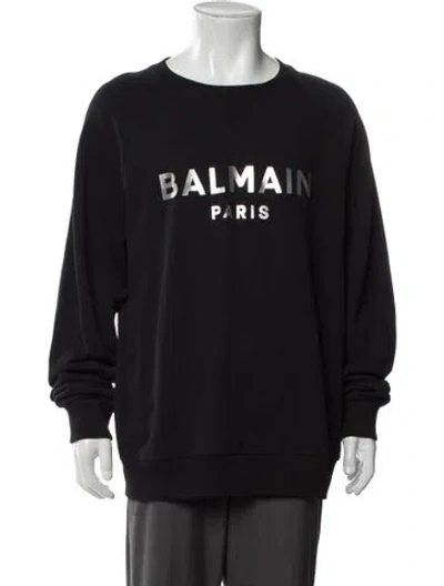 Pre-owned Balmain Graphic Print Crew Neck Sweatshirt In Black