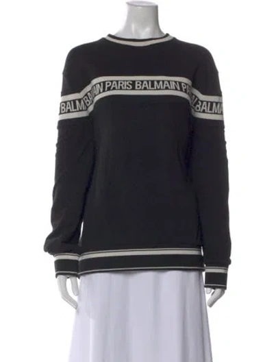 Pre-owned Balmain Graphic Print Crew Neck Sweatshirt In Black