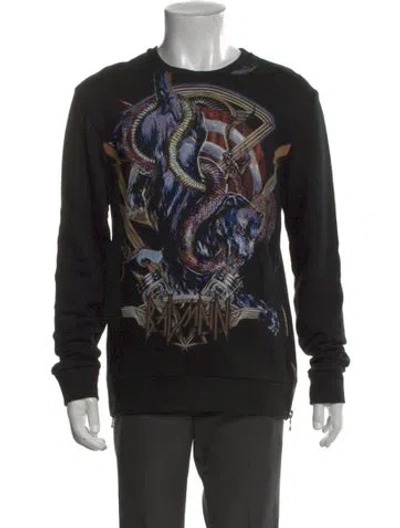 Pre-owned Balmain Graphic Print Crew Neck Sweatshirt In Black