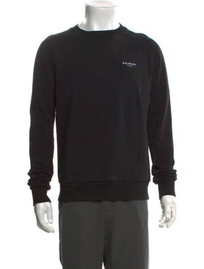Pre-owned Balmain Graphic Print Crew Neck Sweatshirt In Black