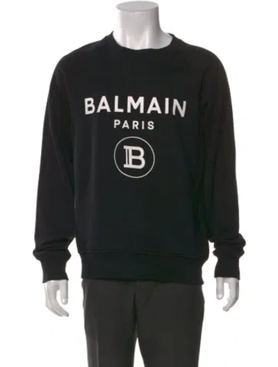 Pre-owned Balmain Graphic Print Crew Neck Sweatshirt In Black