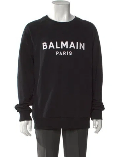 Pre-owned Balmain Graphic Print Crew Neck Sweatshirt In Black