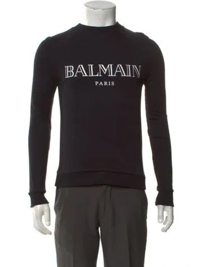 Pre-owned Balmain Graphic Print Crew Neck Sweatshirt In Black