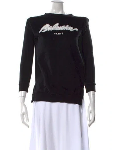 Pre-owned Balmain Graphic Print Crew Neck Sweatshirt In Black