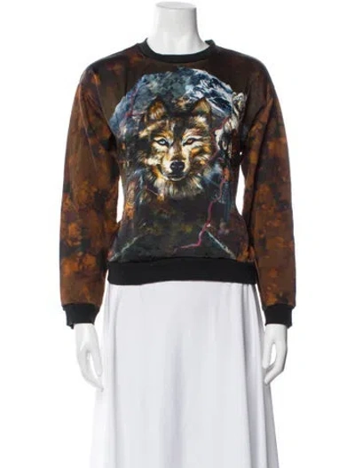 Pre-owned Balmain Graphic Print Crew Neck Sweatshirt In Blue