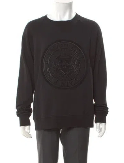 Pre-owned Balmain Graphic Print Crew Neck Sweatshirt In Gray