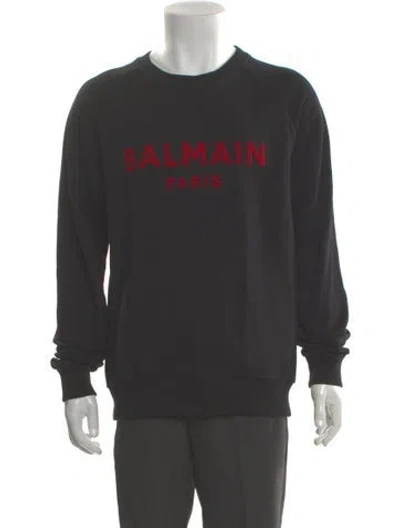 Pre-owned Balmain Graphic Print Crew Neck Sweatshirt In Gray
