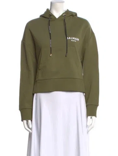 Pre-owned Balmain Graphic Print Crew Neck Sweatshirt In Green