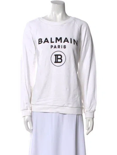 Pre-owned Balmain Graphic Print Crew Neck Sweatshirt In Multi