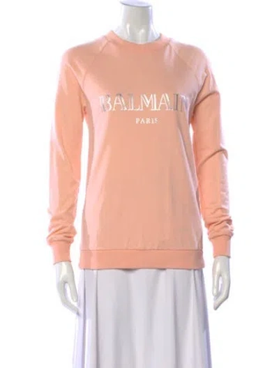 Pre-owned Balmain Graphic Print Crew Neck Sweatshirt In Neutral