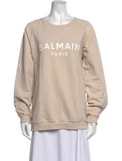 Pre-owned Balmain Graphic Print Crew Neck Sweatshirt In Neutrals