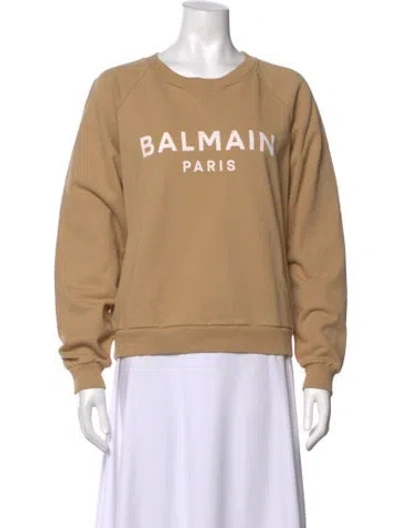 Pre-owned Balmain Graphic Print Crew Neck Sweatshirt In Neutrals