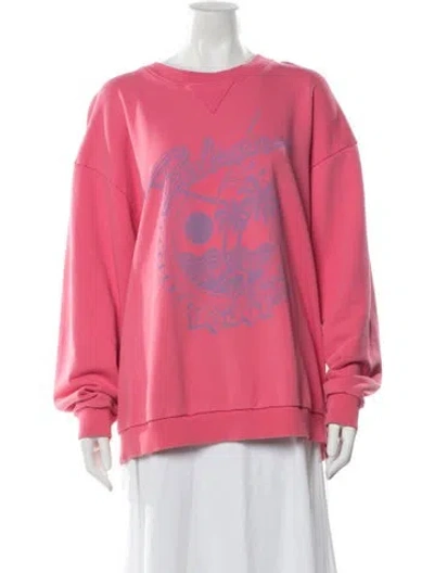 Pre-owned Balmain Graphic Print Crew Neck Sweatshirt In Pink