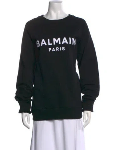 Pre-owned Balmain Graphic Print Crew Neck Sweatshirt W/ Tags In Black