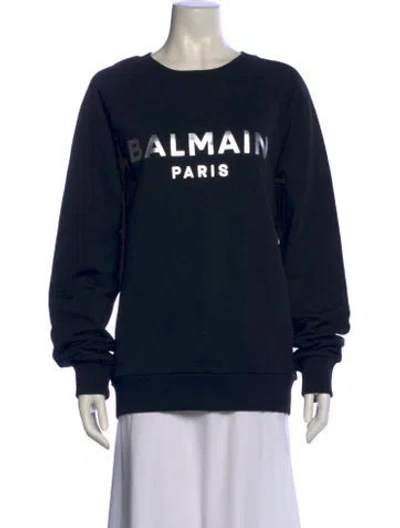 Pre-owned Balmain Graphic Print Crew Neck Sweatshirt W/ Tags In Black