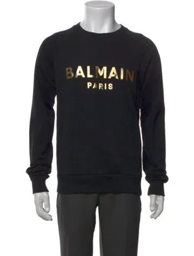 Pre-owned Balmain Graphic Print Crew Neck Sweatshirt W/ Tags In Black