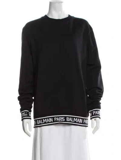 Pre-owned Balmain Graphic Print Crew Neck Sweatshirt W/ Tags In Gray