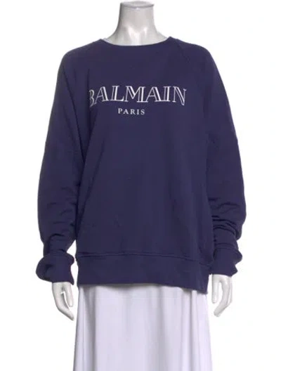 Pre-owned Balmain Graphic Print Crew Neck Sweatshirt W/ Tags In Purple