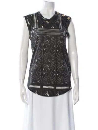 Pre-owned Balmain Graphic Print Crew Neck Top In Black