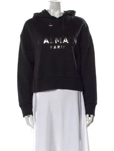 Pre-owned Balmain Graphic Print Crew Neck Top In Black