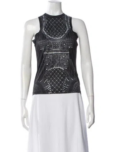 Pre-owned Balmain Graphic Print Crew Neck Top In Black