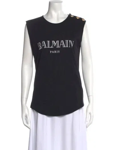 Pre-owned Balmain Graphic Print Crew Neck Top In Multi