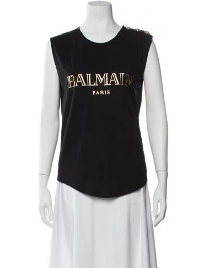 Pre-owned Balmain Graphic Print Crew Neck Top In Multi