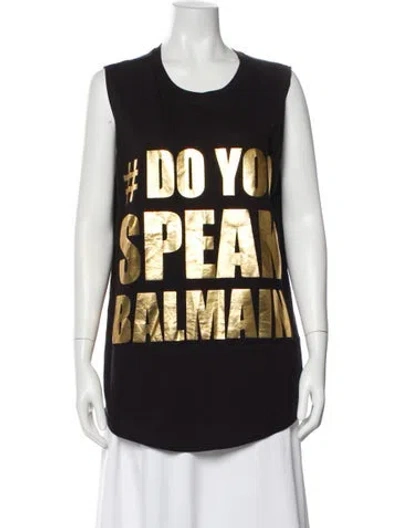 Pre-owned Balmain Graphic Print Crew Neck Top In Multi