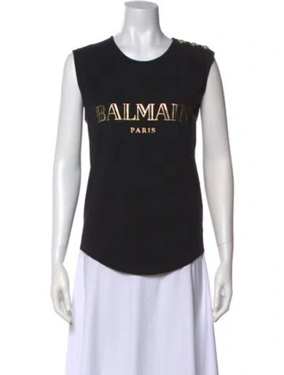 Pre-owned Balmain Graphic Print Crew Neck Top In Multi